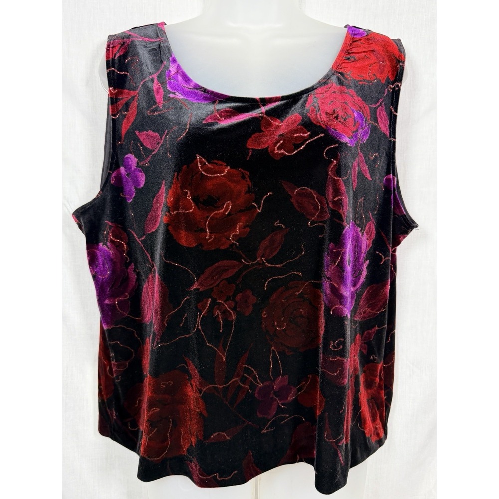 Vintage R&K Evening‎ Velvet Floral Top Womens 18 Dark Romantic Whimsigoth